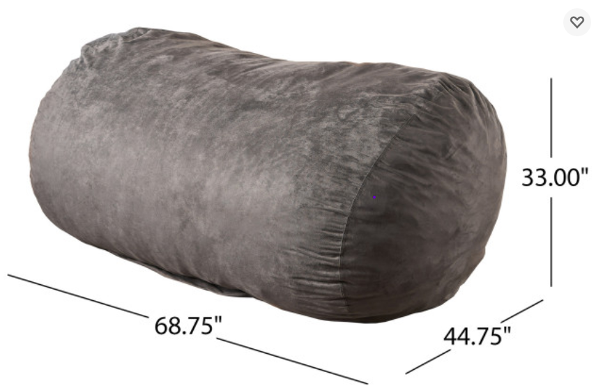 Nest 6.5 Foot Cylindrical Suede Bean Bag