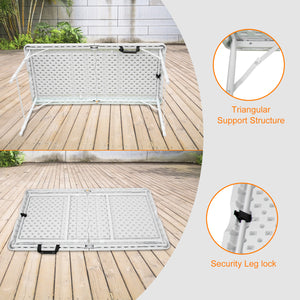 4ft Portable Folding Table with Durable Design - White or Black