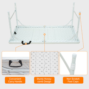 4ft Portable Folding Table with Durable Design - White or Black