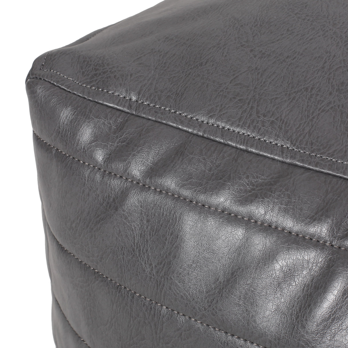 Bambo Faux Leather Rectangle Pouf