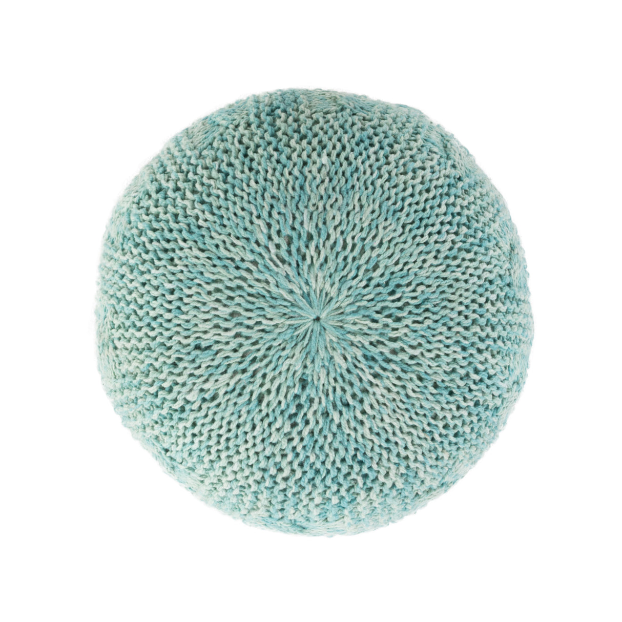 Baltazar Knitted Round Pouf - Aqua