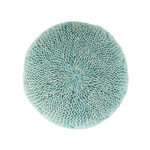 Baltazar Knitted Round Pouf - Aqua
