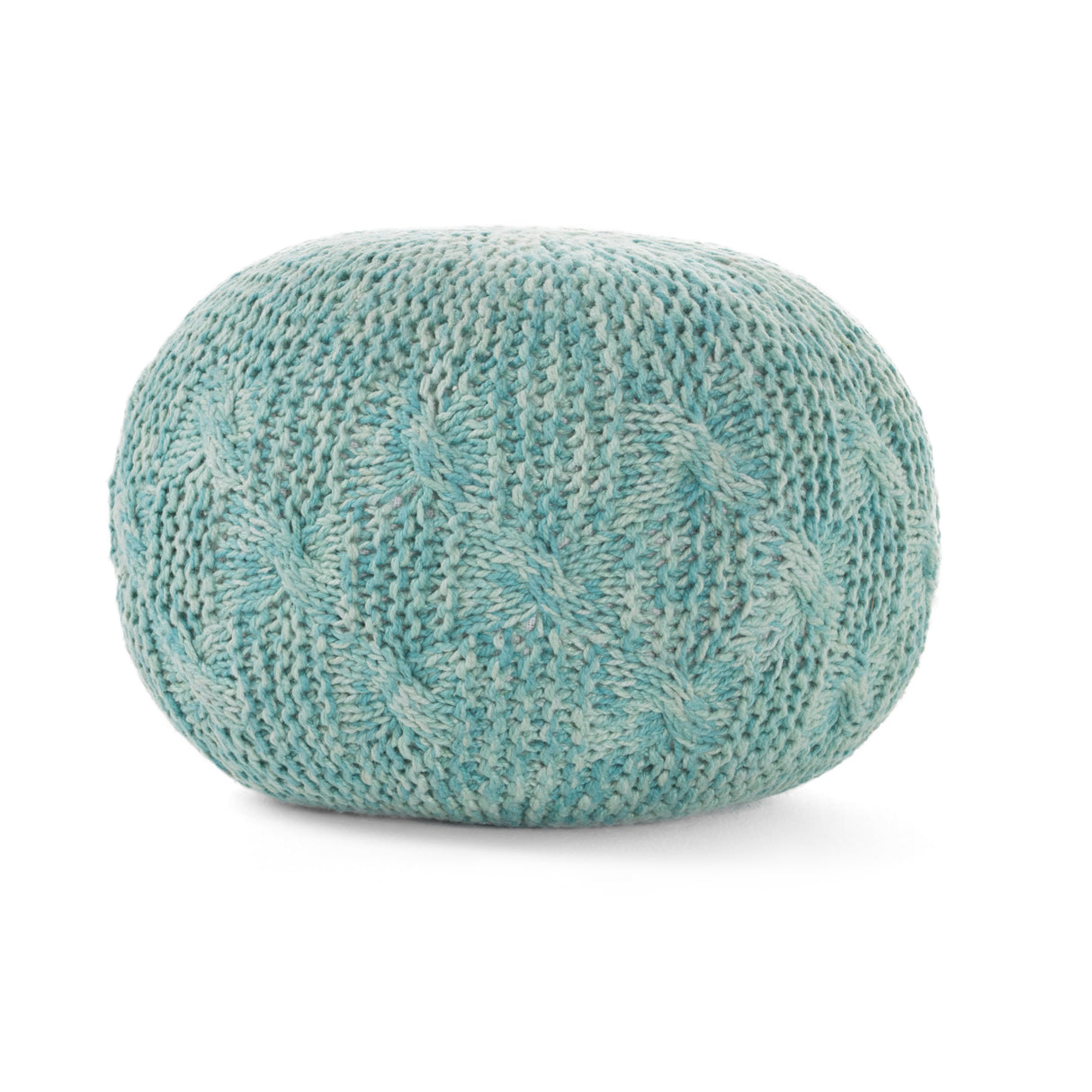 Baltazar Knitted Round Pouf - Aqua