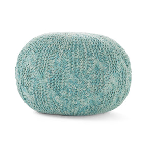 Baltazar Knitted Round Pouf - Aqua