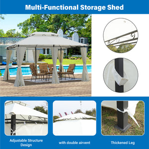 13x10 Outdoor Patio Gazebo Canopy Tent with Ventilated Double Roof