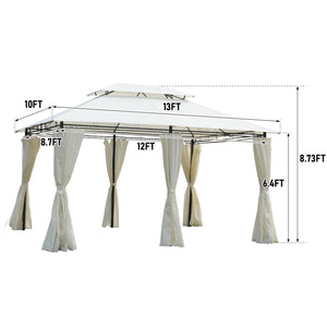 13x10 Outdoor Patio Gazebo Canopy Tent with Ventilated Double Roof