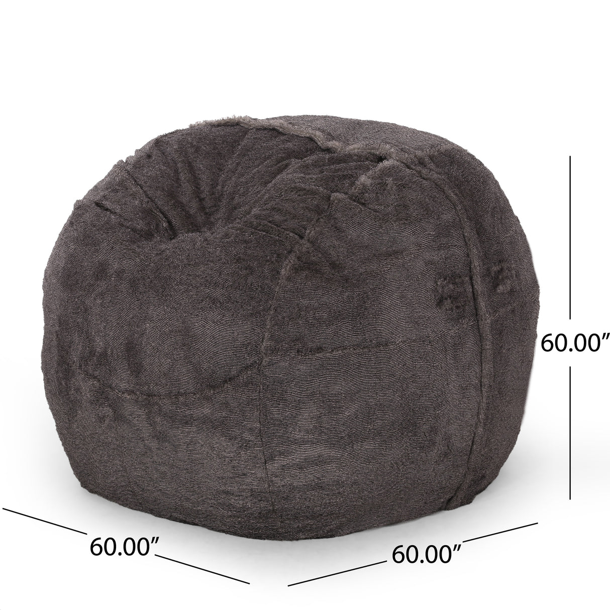 Lily Modern 5 Foot Faux Fur Cozy Bean Bag, Brown/Beige