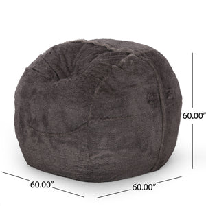 Lily Modern 5 Foot Faux Fur Cozy Bean Bag, Brown/Beige