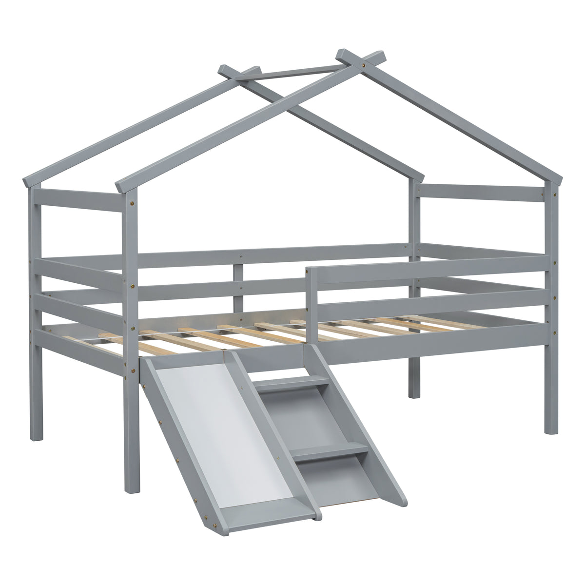 Twin Low Loft House Bed with Slide
