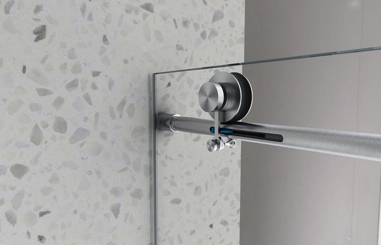 4876 Brushed Nickel Frameless Shower Door with Soft Closing