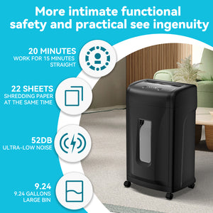 Large Commercial Heavy Duty 22-Sheet High Security Paper Shredder