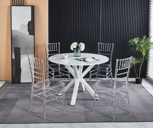 Transparent Plastic Dining Chair Set of 4 with 220 lb Capacity