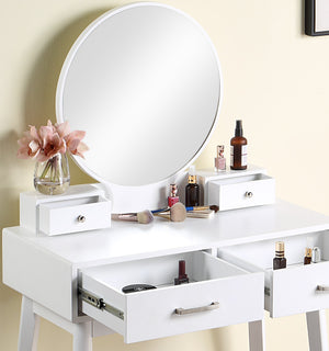 Liannon Contemporary Wood Vanity and Stool Set