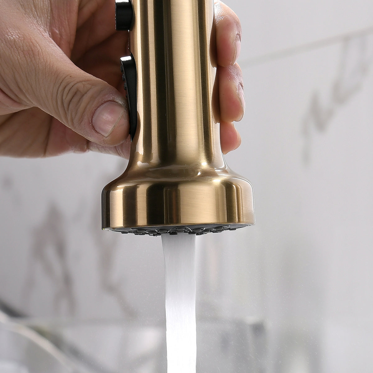 Commercial Brushed Nickel Kitchen Faucet with Pull Down Sprayer