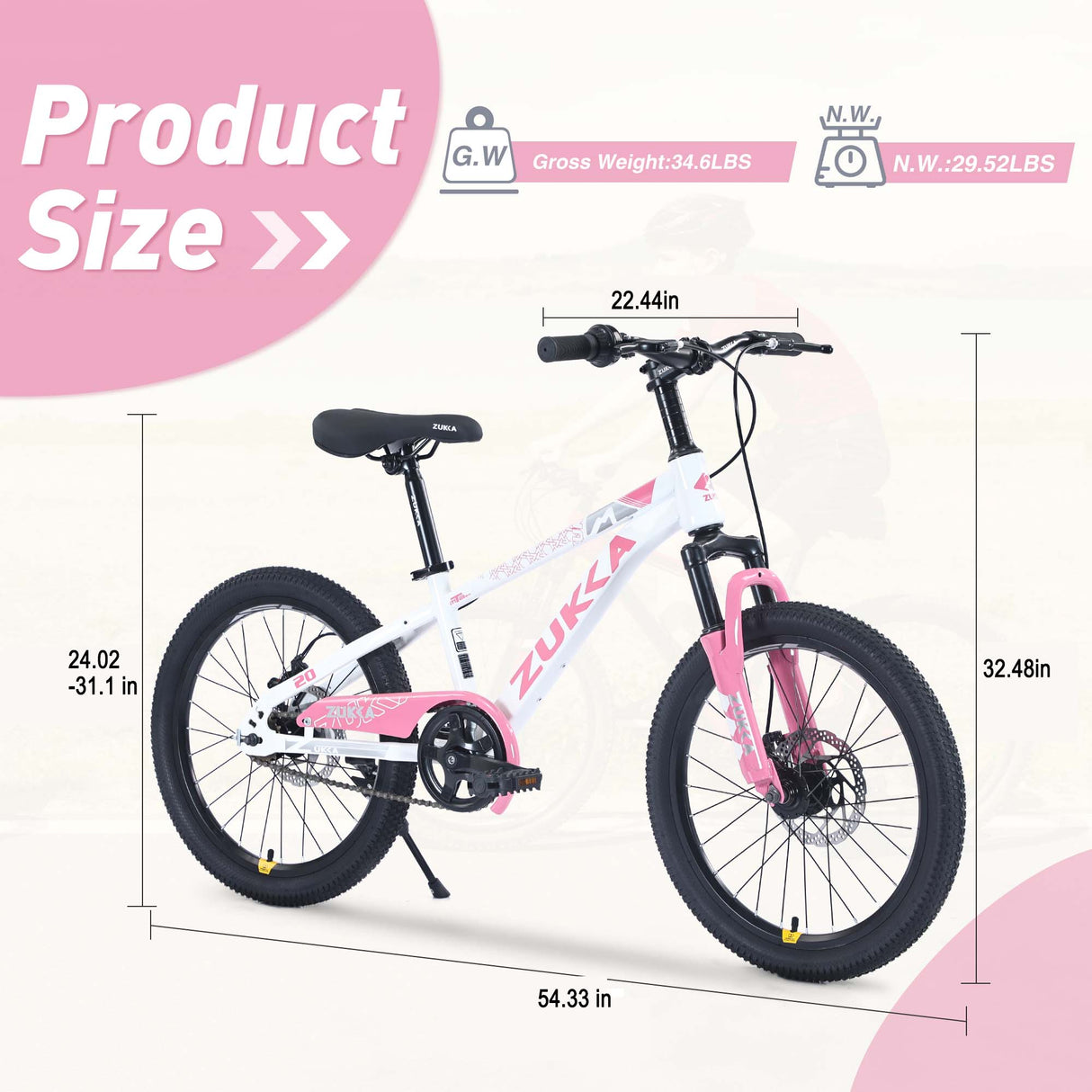 ZUKKA 20 Inch Mountain Bike for Ages 7-10