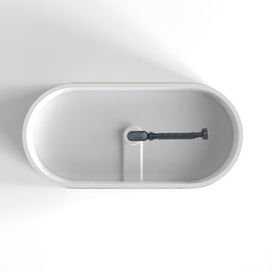 59 Inch Freestanding Solid Surface Soaking Bathtub