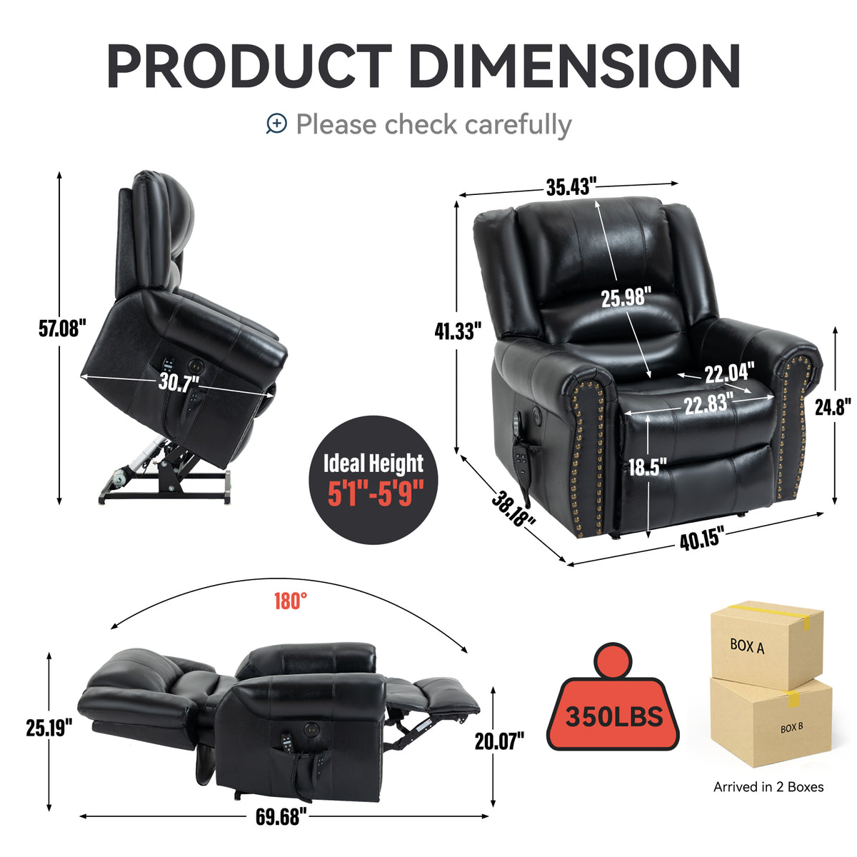 Power Lift Recliner Chair with Heat & Massage