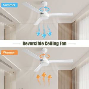 52" Ceiling Fan Without Light with Remote Control and Reversible DC Motor