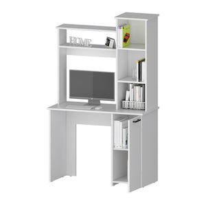 White 3-Tier Storage Shelves Computer Desk