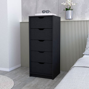 Wenge 5 Narrow Drawer Dresser with Compact Storage - Wenge