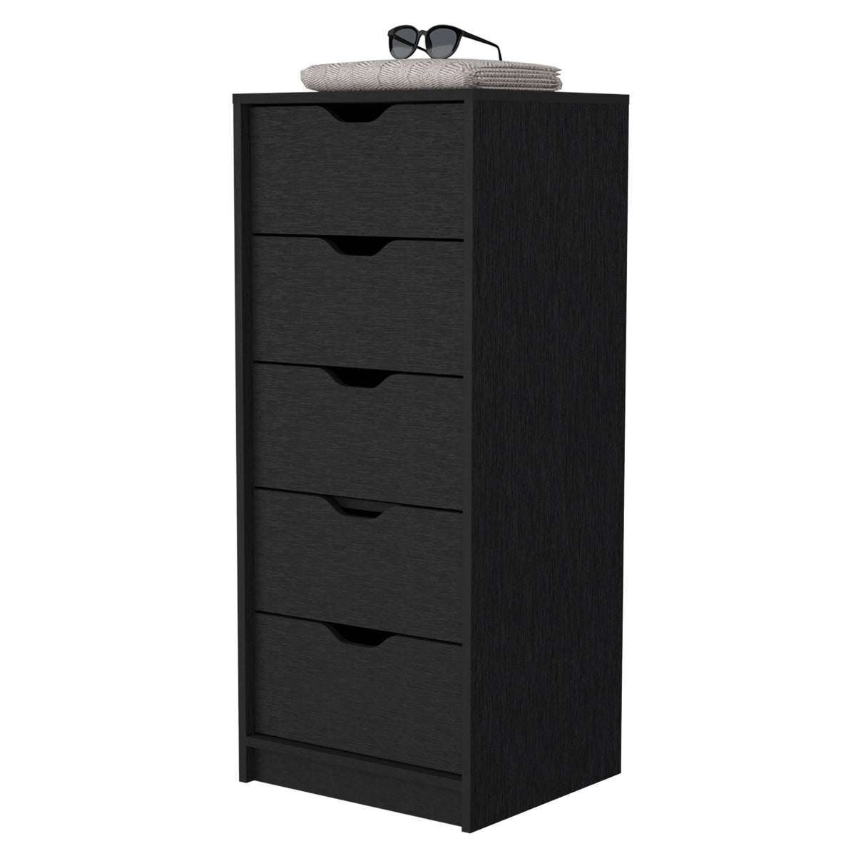 Wenge 5 Narrow Drawer Dresser with Compact Storage - Wenge