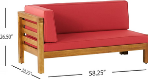 Oana Outdoor Wooden Sectional Set with Cushions