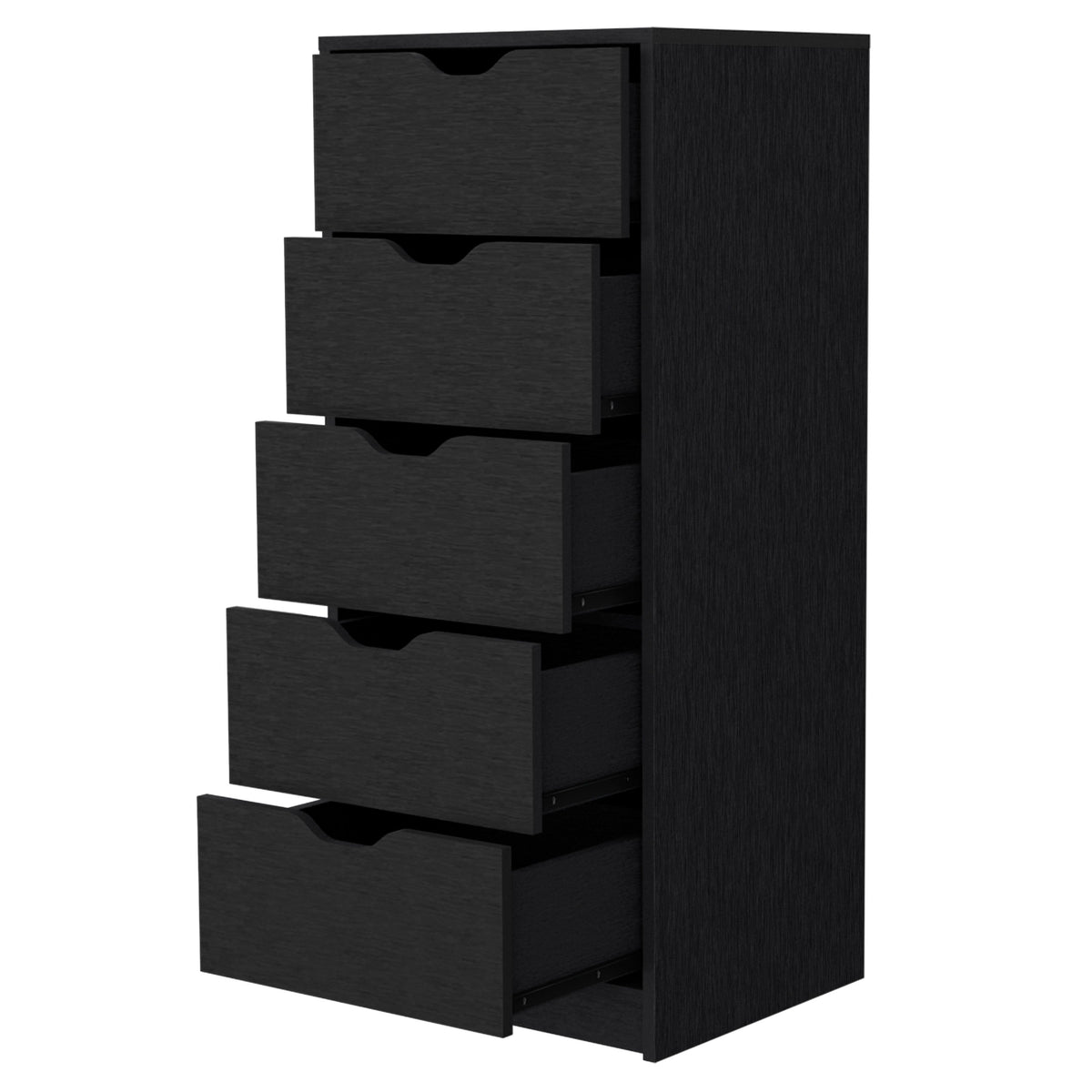 Wenge 5 Narrow Drawer Dresser with Compact Storage - Wenge