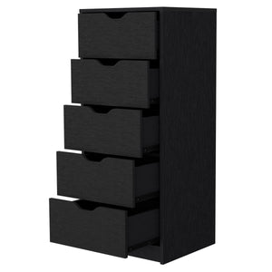 Wenge 5 Narrow Drawer Dresser with Compact Storage - Wenge