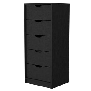 Wenge 5 Narrow Drawer Dresser with Compact Storage - Wenge