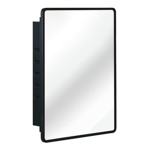 Black 24x30 Inch Metal Framed Wall Mount or Recessed Mirror Cabinet