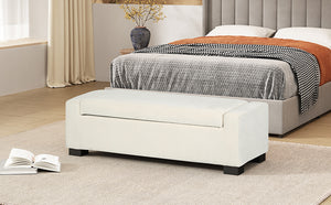 50" Ottoman Bench in Textured Fabric with Hidden Storage