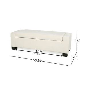 50" Ottoman Bench in Textured Fabric with Hidden Storage