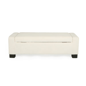 50" Ottoman Bench in Textured Fabric with Hidden Storage