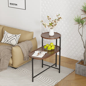 Small Coffee Tables 2-Tier Modern Sofa Side Table with Wood Storage Shelf