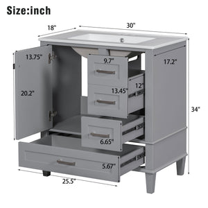30" Bathroom Vanity with Sink Combo Set