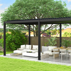 8640E Louver Pergola 10x19ft Aluminum Frame & Steel Louvers