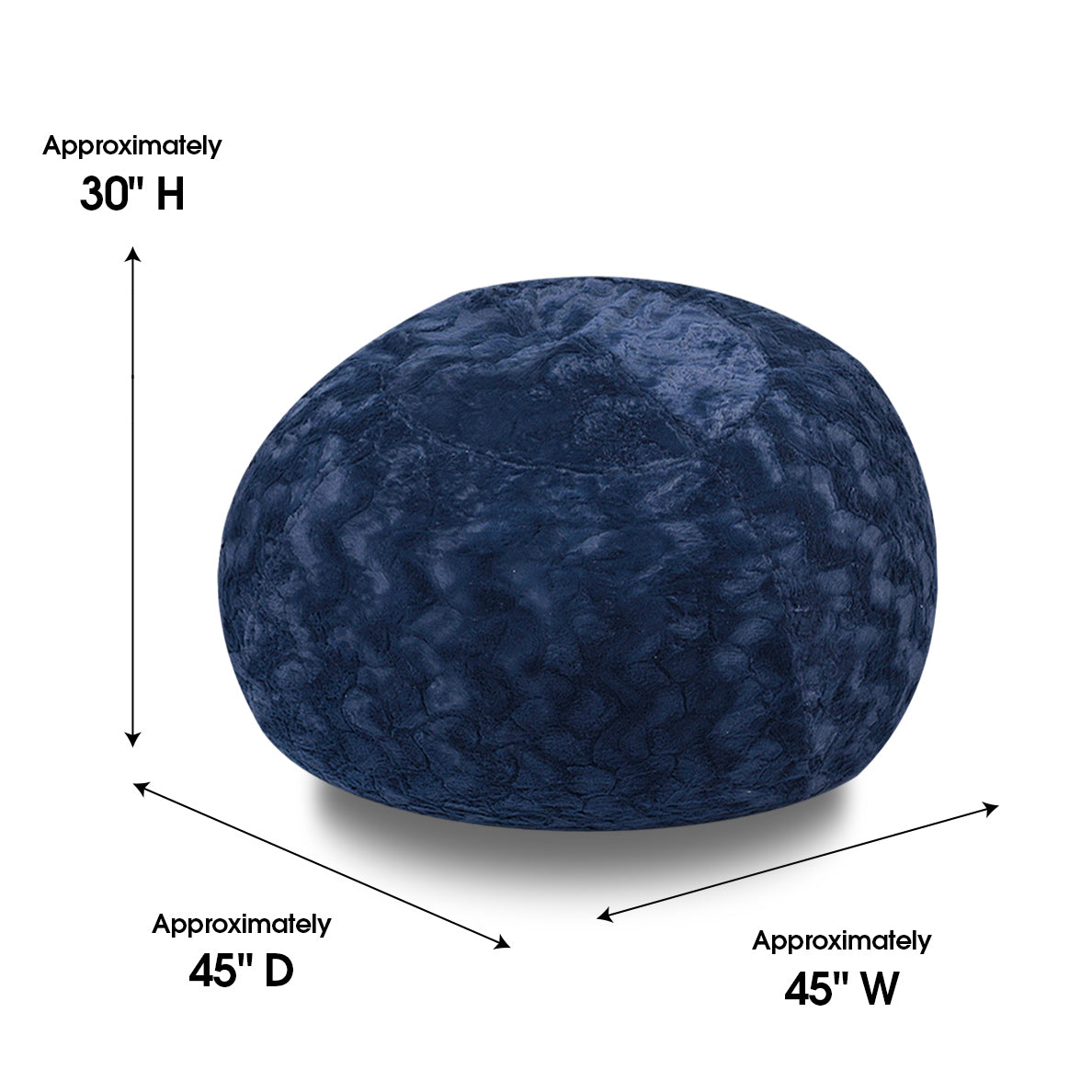 Faux Fur Bean Bag Chair, Navy - 4ft Cozy Lounger