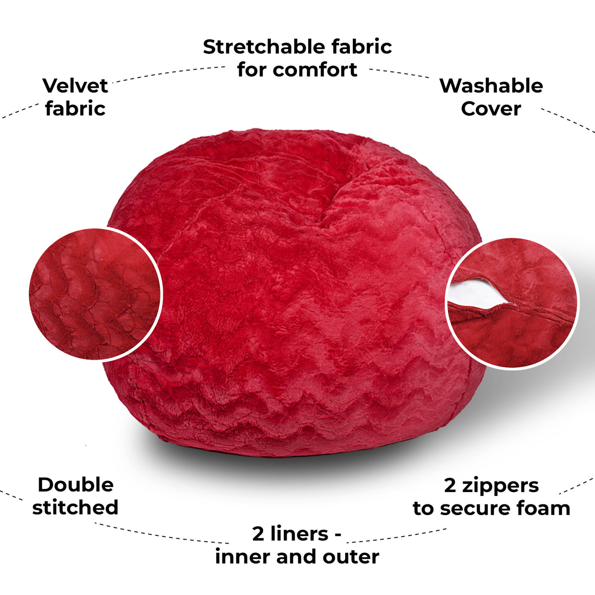 Faux Fur Bean Bag Chair – 5ft Cozy Lounger