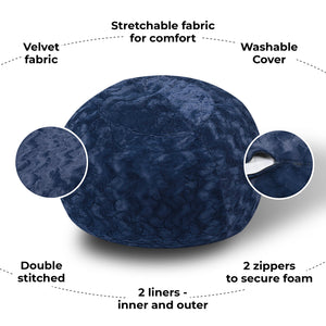 Faux Fur Bean Bag Chair - Navy 3ft