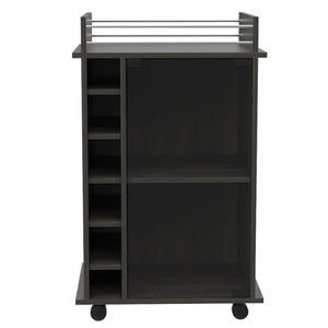 Dukat Bar Cart, Two Shelves, Six Built-in Wine Rack - Espresso