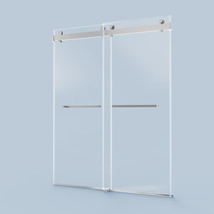 56-60"W x 76"H Frameless Double Sliding Soft-Close Shower Door