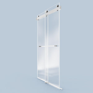 56-60"W x 76"H Frameless Double Sliding Soft-Close Shower Door