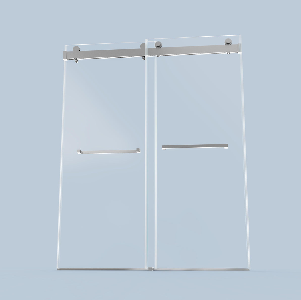 56-60"W x 76"H Frameless Double Sliding Soft-Close Shower Door