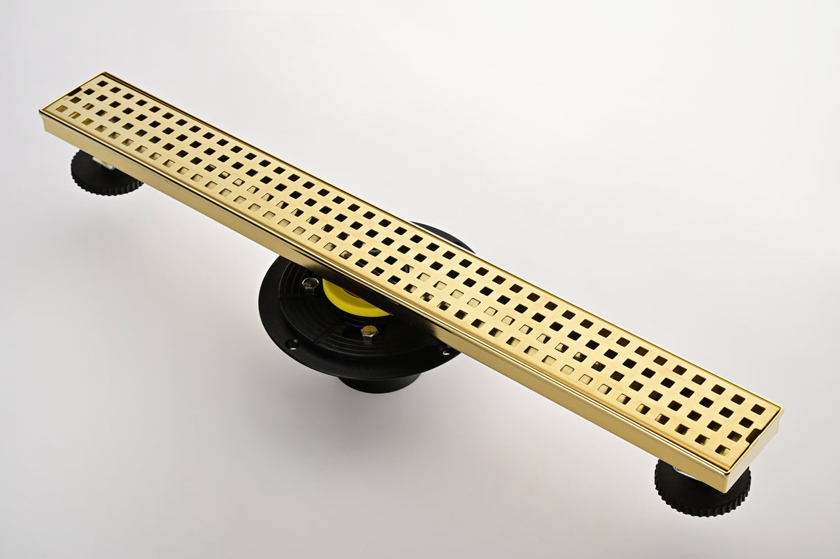 24 Inches Linear Shower Drain with Removable Quadrato Pattern Grate