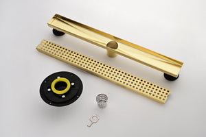 24 Inches Linear Shower Drain with Removable Quadrato Pattern Grate