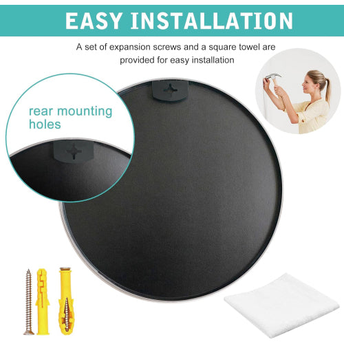 Black 20 Inch Metal Round Bathroom Mirror