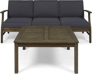 Perla 3 Seater Sofa and Table Set, Dark