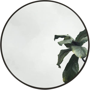 Black 20 Inch Metal Round Bathroom Mirror
