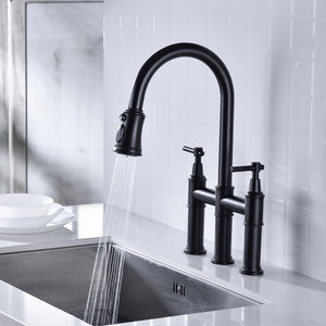Bridge Kitchen Faucet with Pull-Down Sprayhead