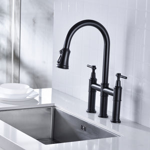 Bridge Kitchen Faucet with Pull-Down Sprayhead
